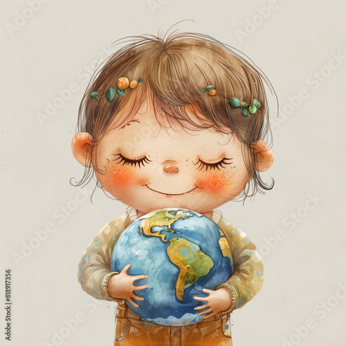 Children Protection Day - Child hug planet earth – 1 June