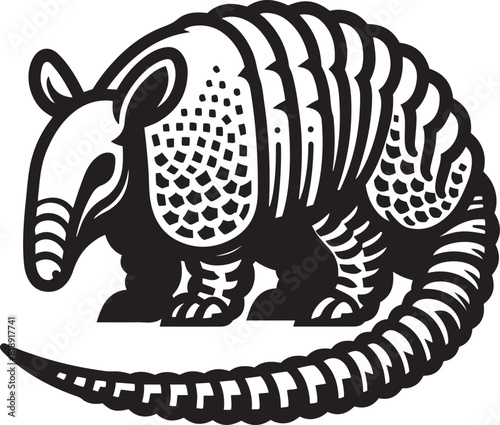 Armadillo silhouette vector illustration on white background.