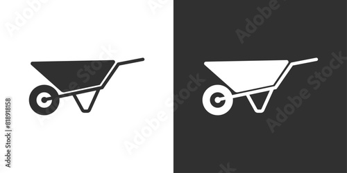 Wheelbarrow black and white icon sign vector design