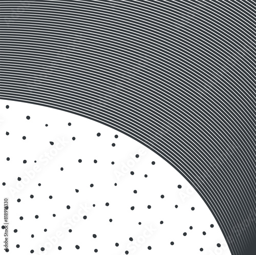 Lines in the form of a semicircle or arch and many dots.