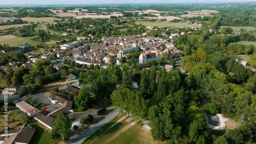 Issigeac aerial view, beautiful village in Dordogne, on the Bergerac wine route
