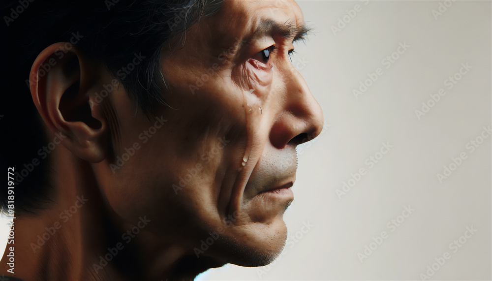 Fototapeta premium 涙を流して泣くシニアの日本人男性