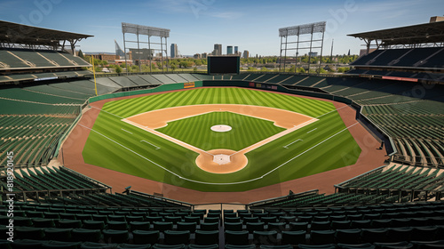 Baseball Stadium with Perfectly Manicured Field