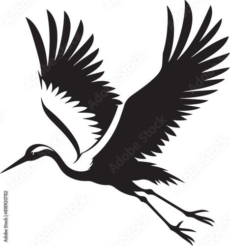 Crane bird flying silhouette vector illustration.