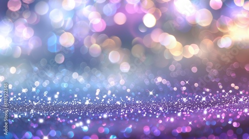 A captivating abstract glitter background with a blend of silver  purple  and blue lights. 