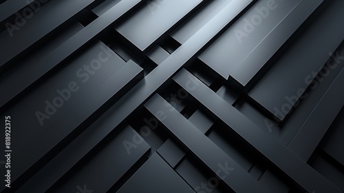 Abstract 3D rendering of a dark geometric surface with beveled edges. photo