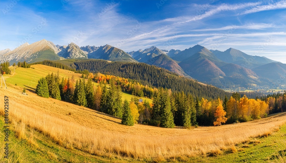 beautiful autumn landscape of tatry mountains panorama