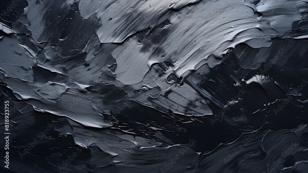 Black oil texture background. Dark gray color. Oil painting. Generative AI. Black oil texture background. Dark gray color. Oil painting. Generative AI.