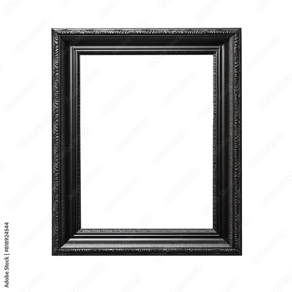 Fototapeta premium Black landscape picture frame for use as a border or home décor, cut out and isolated on white and transparent background