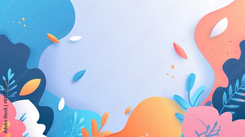 Fototapeta premium A vibrant and whimsical paper cut style illustration with layered colorful shapes depicting a landscape