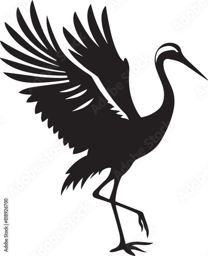 Crane bird silhouette vector illustration.