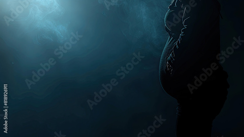 photo of pregnant woman in despair. depressed pregnant girl on a beige background. Nervous breakdown. watercolor art	 photo