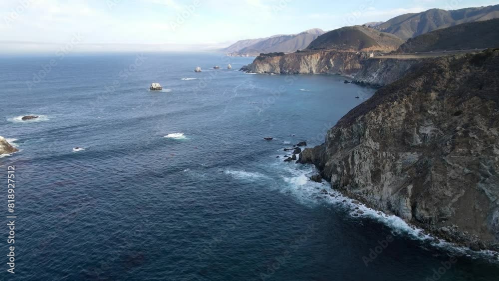 Aerial of the rugged coastline of Big Sur California. Aerial of the rugged coastline of Big Sur California.