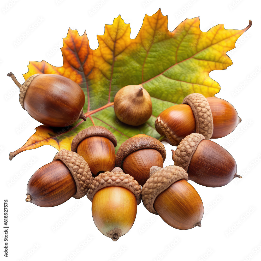 dried acorns with leaves on transparent background dried acorns with leaves on transparent background