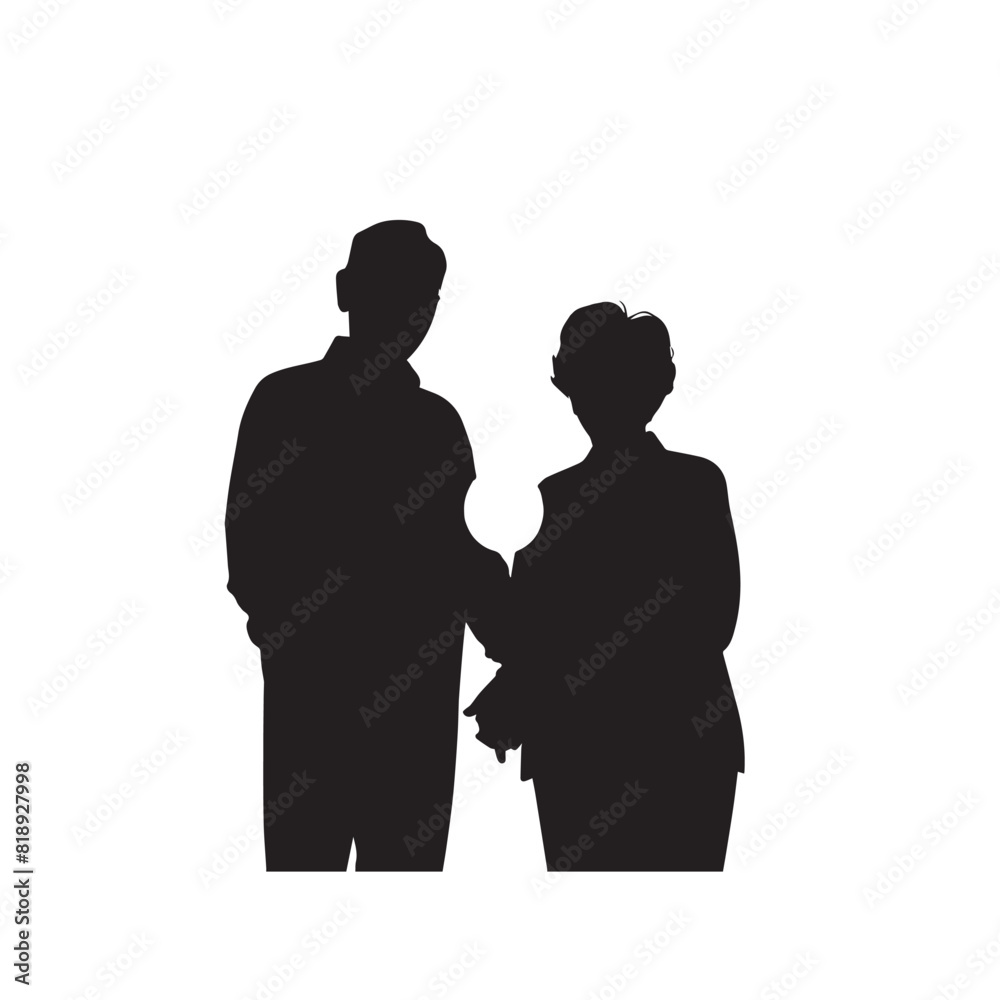 Grandparent silhouette. Old couple vector illustration. Grandfather and grandmother vector. Grandparent silhouette. Old couple vector illustration. Grandfather and grandmother vector.