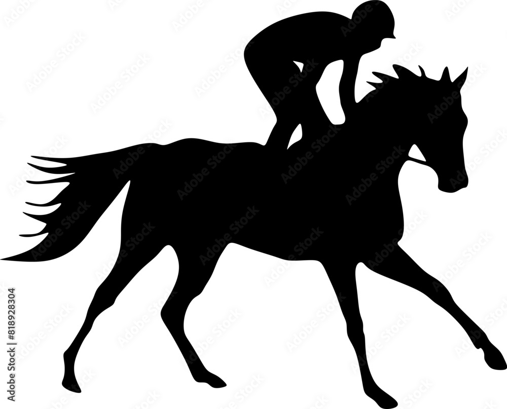 Obraz premium Horse racing. Silhouette of racing horse with jockey on isolated background. Racing horse and jockey silhouette. Horse and rider.Sport