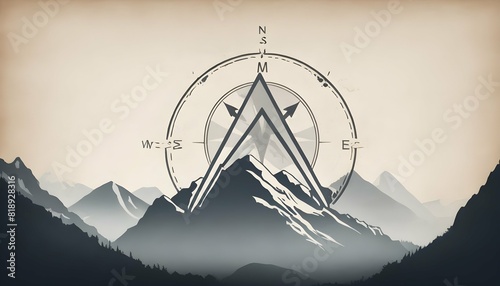 A mountain icon with a compass rose indicating dir upscaled_5 photo