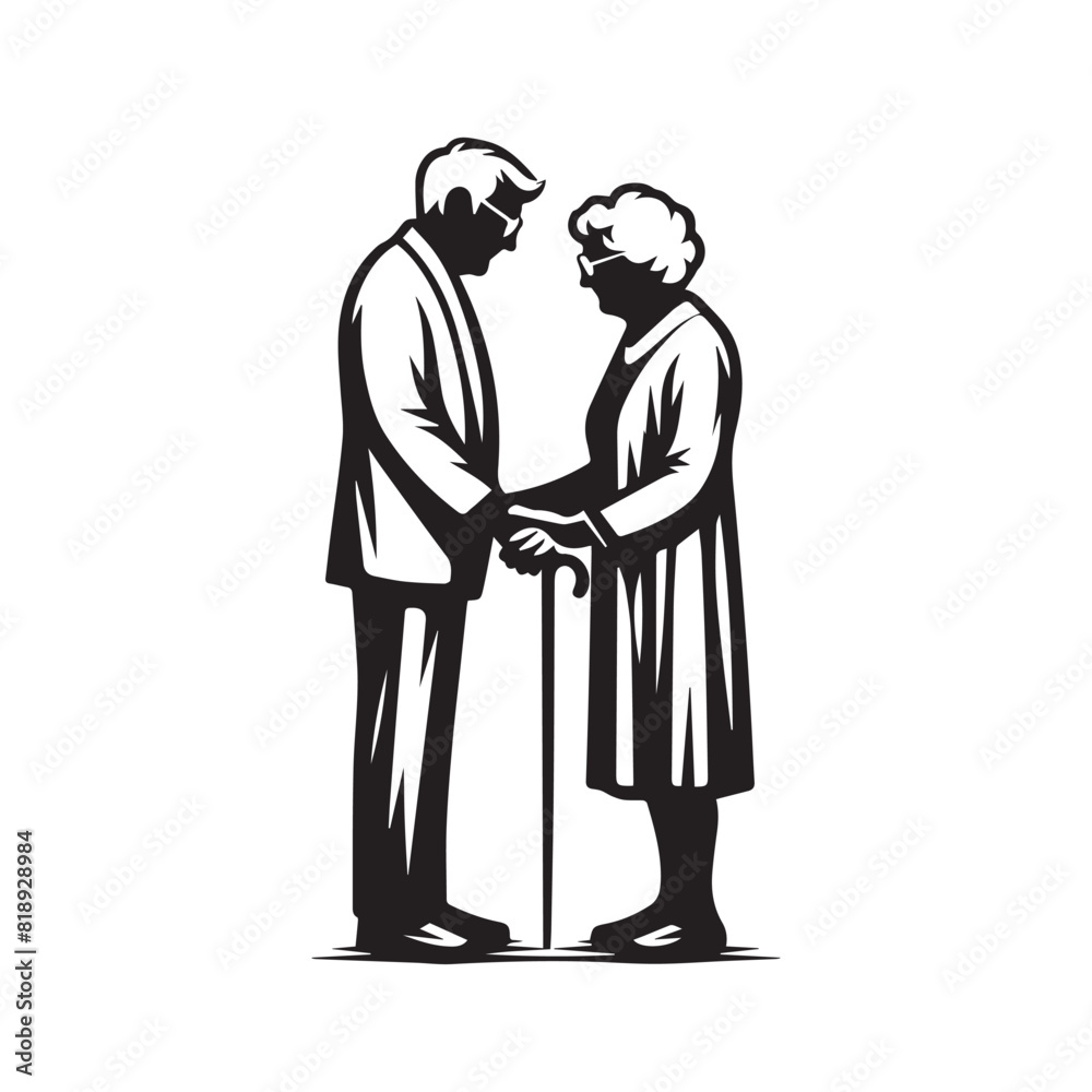 Grandparent silhouette. Old couple vector illustration. Grandfather and grandmother vector. Grandparent silhouette. Old couple vector illustration. Grandfather and grandmother vector.