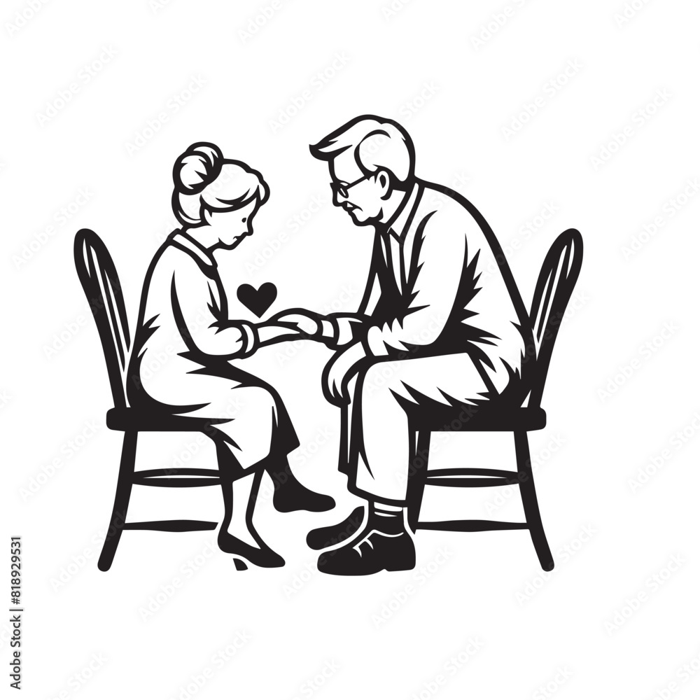 Grandparent silhouette. Old couple vector illustration. Grandfather and grandmother vector. Grandparent silhouette. Old couple vector illustration. Grandfather and grandmother vector.