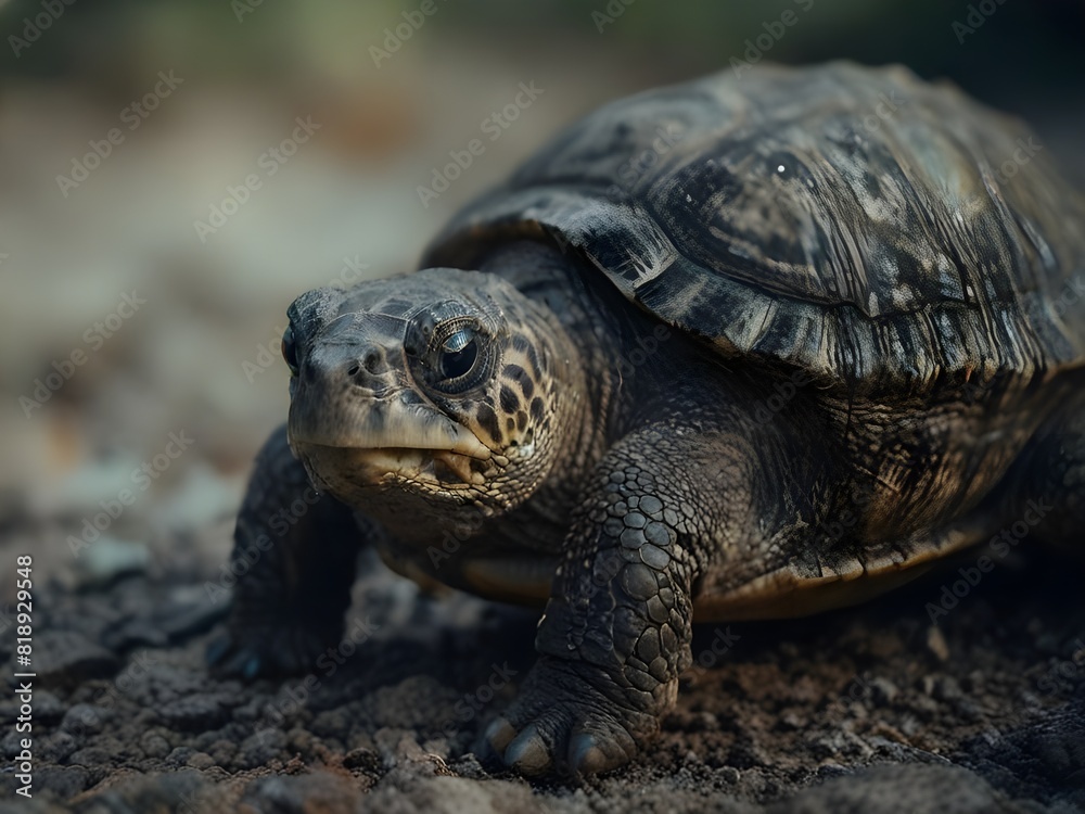 Capturing the beauty of turtle macro photography in the morning day Capturing the beauty of turtle macro photography in the morning day