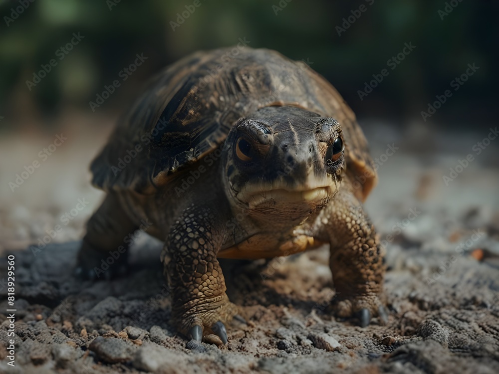 Capturing the beauty of turtle macro photography in the morning day Capturing the beauty of turtle macro photography in the morning day