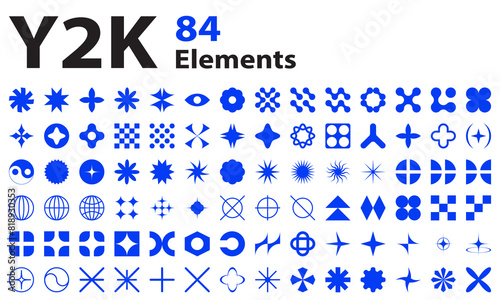 Brutalism shapes, collection of abstract graphic geometric symbols and objects in y2k style.Simple star and flower shape, abstract bauhaus form, trendy graphic element vector set.