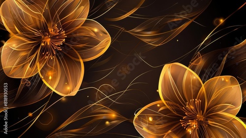 golden abstract floral line art background for wall decor wallpaper and posters vector illustration