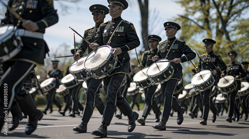 Drummers set the pace, soldiers fall into step, honoring the fallen on Memorial Day. © muhammad