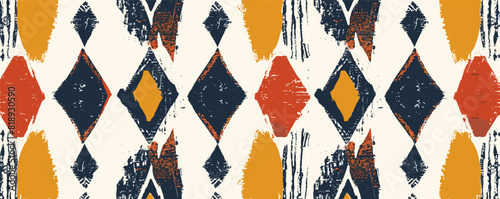 An abstract seamless pattern with an ethnic-inspired design in a simple style, perfect for textiles, banners, wallpapers, wrapping.