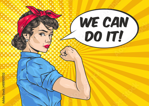 Strong woman comics poster colorful