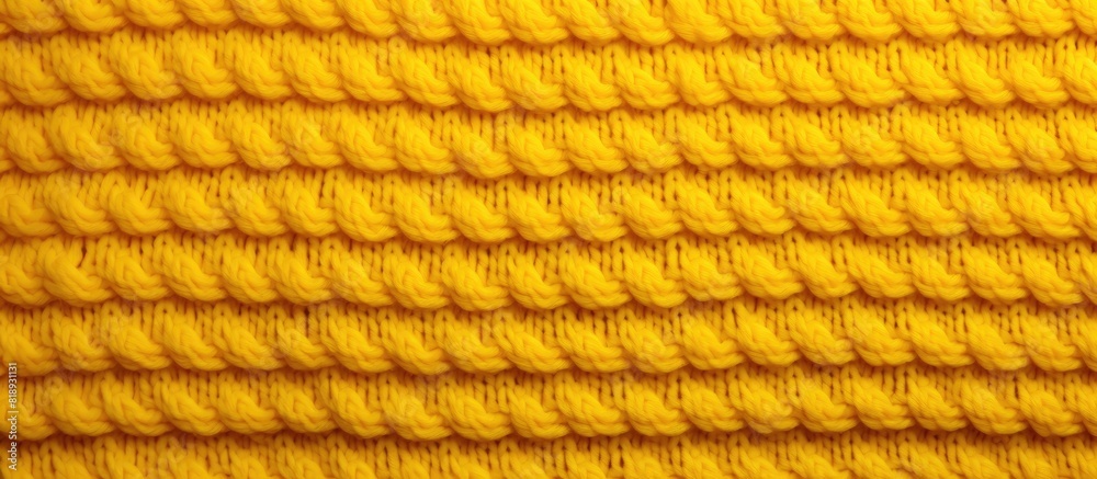 Fototapeta premium Fashion backdrop with a yellow knitted fabric creating a fine texture Perfect for a copy space image