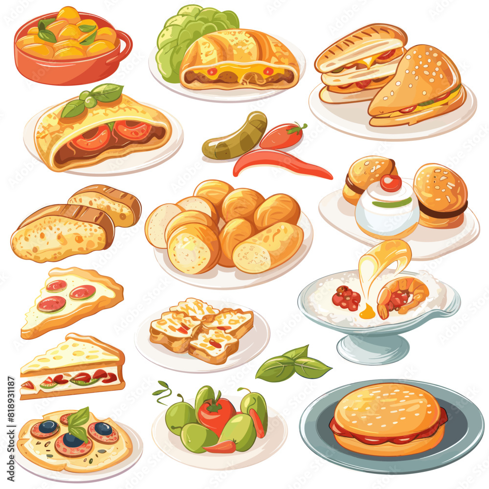 Vector seamless pattern with fast food items. Horizontal seamless border pattern Vector seamless pattern with fast food items. Horizontal seamless border pattern