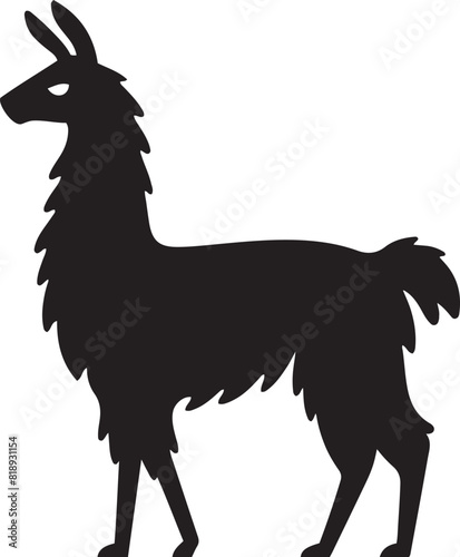 Cute llama silhouette vector illustration.