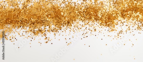 A white background adorned with a captivating gold glitter texture offering ample copy space for creative purposes photo