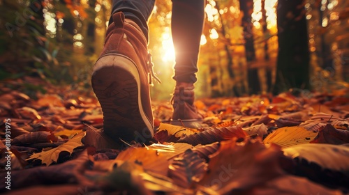 Boots in autumn forest
