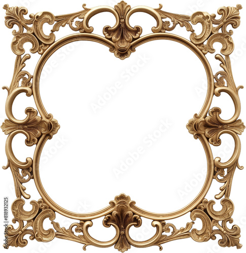 Old gold frames with intricate vintage corners, isolated on white background.