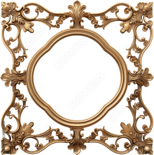 Old gold frames with intricate vintage corners, isolated on white background.