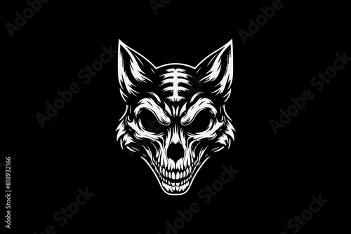 Scary beast monster skeleton fox vector design