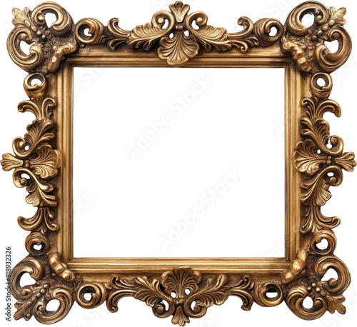 Vintage ornamental gold frames, isolated on white background.