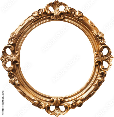 Vintage gold frames with antique ornamental corners, isolated on white background.
