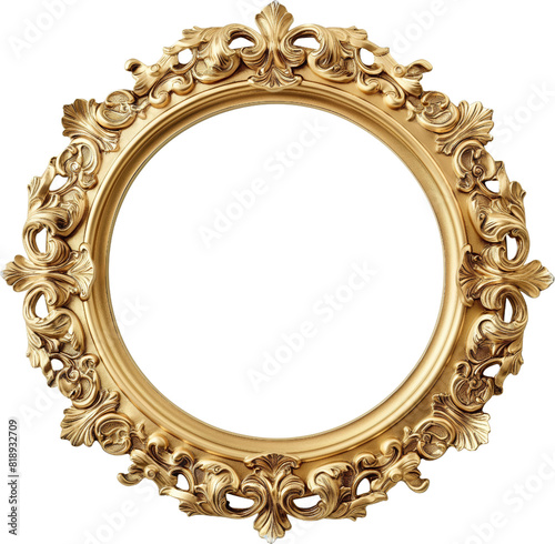 Vintage gold frames with antique ornamental corners, isolated on white background.
