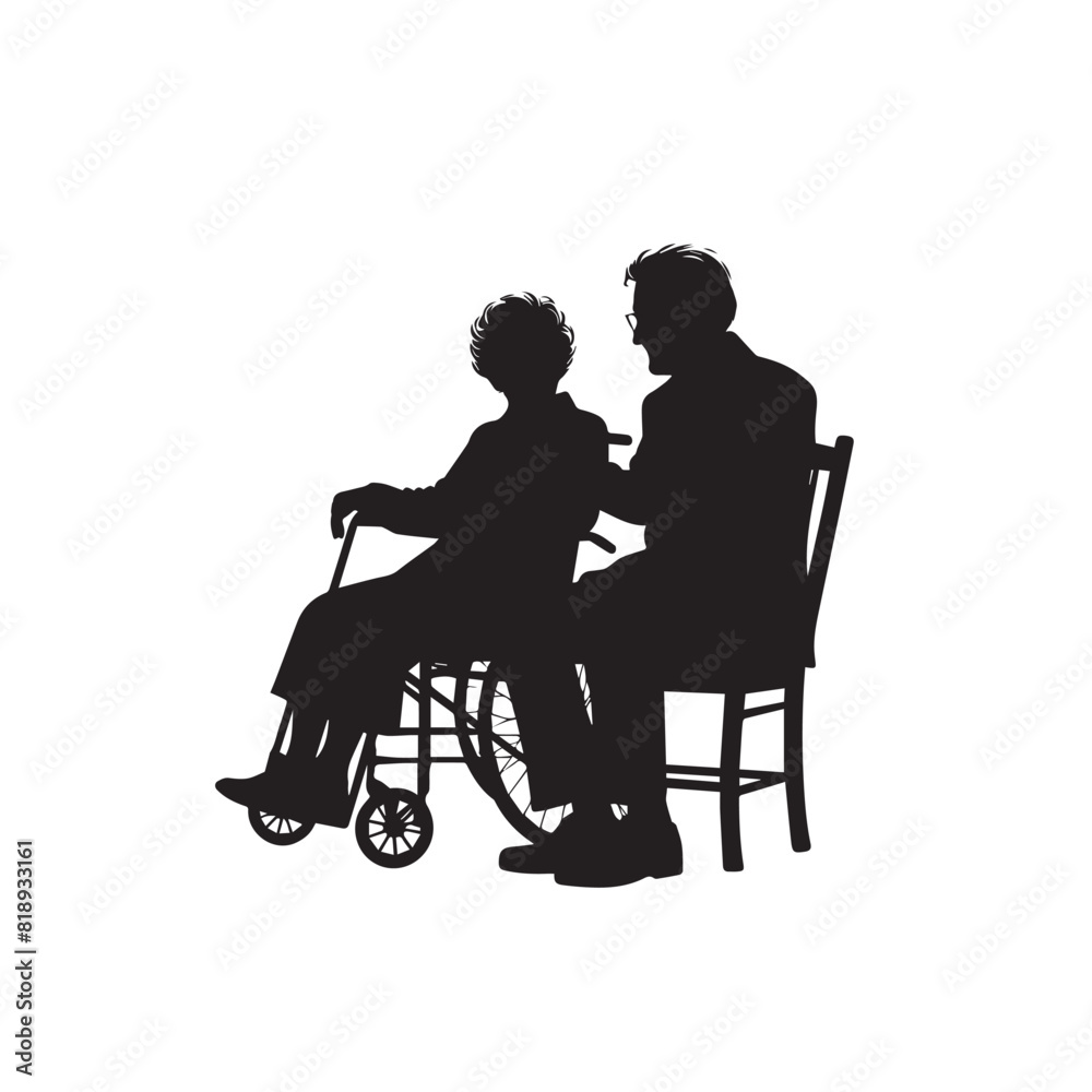 Grandparent silhouette. Old couple vector illustration. Grandfather and grandmother vector. Grandparent silhouette. Old couple vector illustration. Grandfather and grandmother vector.