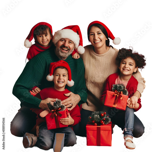 family with christmas presents photo