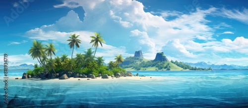A picturesque tropical island with scenic beauty and ample copy space image