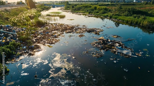 industrial water pollution in rivers mismanaged waste contaminating natural environment environmental issue photo