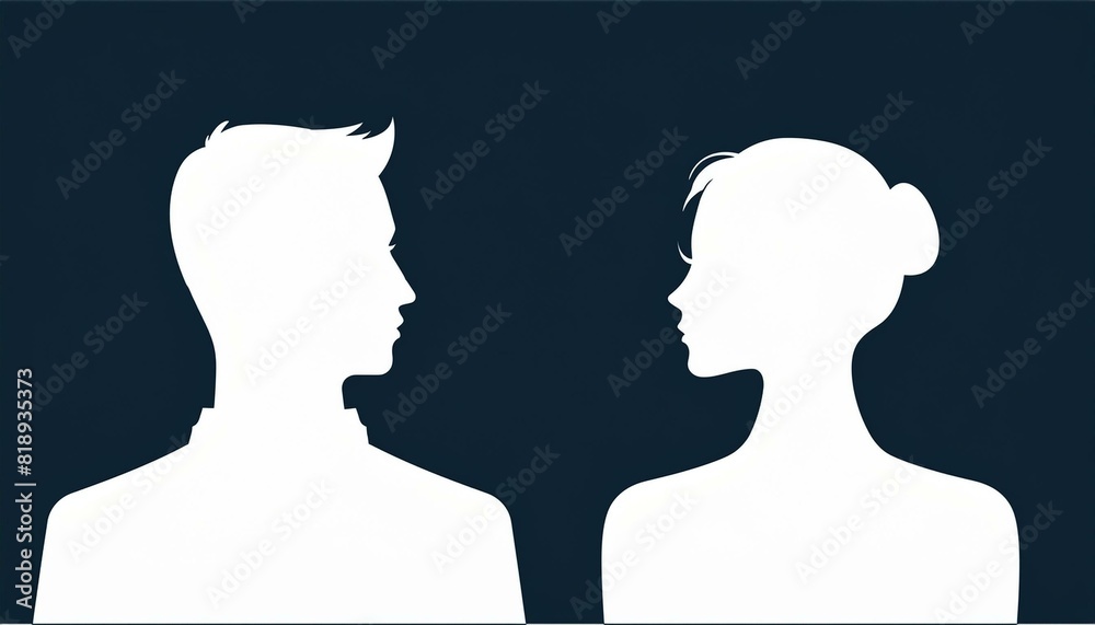 A couple silhouette background looking in different direction , in marriage clash and about to get divorce or to separate