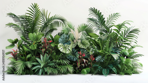 Vividly painted palm trees and ferns pop against a clean white backdrop  exuding tropical vibes and artistic flair.  