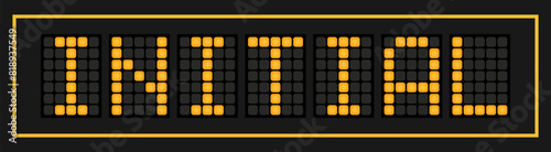 Orange color led banner in word initial on black background