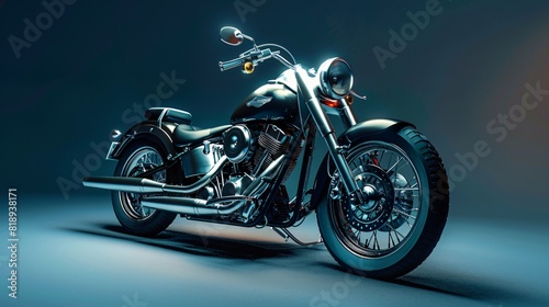 motorcycle is sitting on a reflective surface. photo