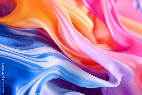 Color splash with colorful ink abstract color waves rainbow colors 3d rendering